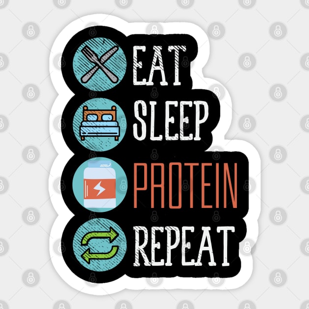 Eat Sleep Protein Repeat Sticker by maxdax
